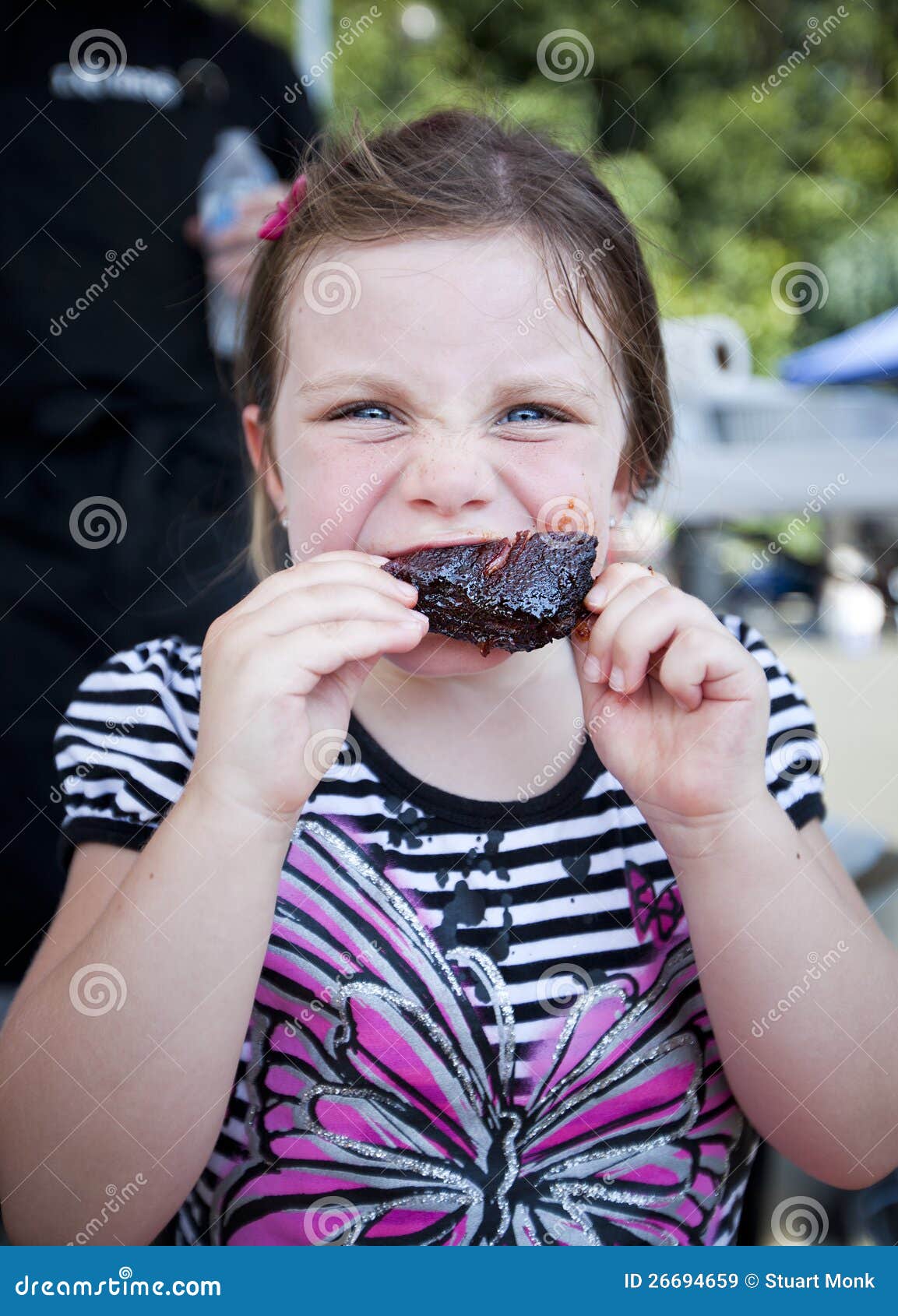 Girl eating bbq rib stock image. Image of meat, portrait 26694659