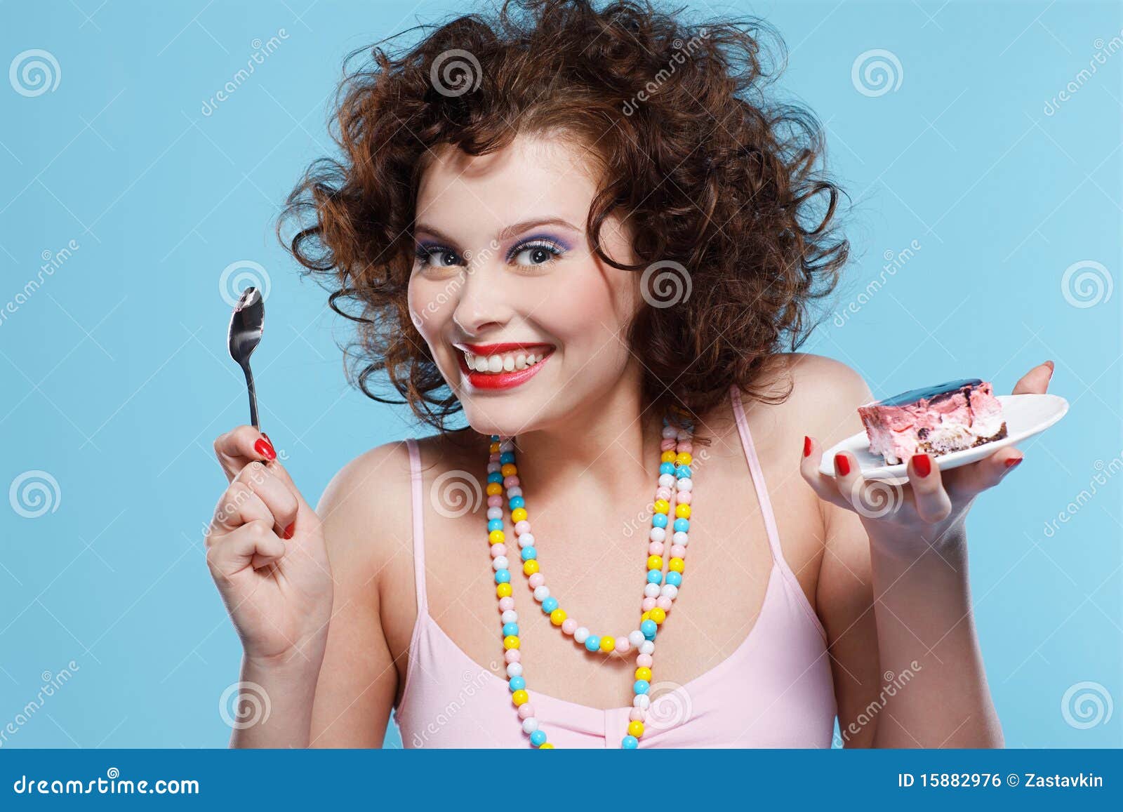 Girl eating cake stock photo. Image of diet, caucasian 15882976