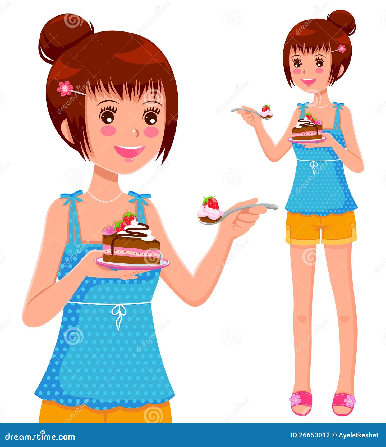 Girl eating cake stock vector. Illustration of isolated 26653012