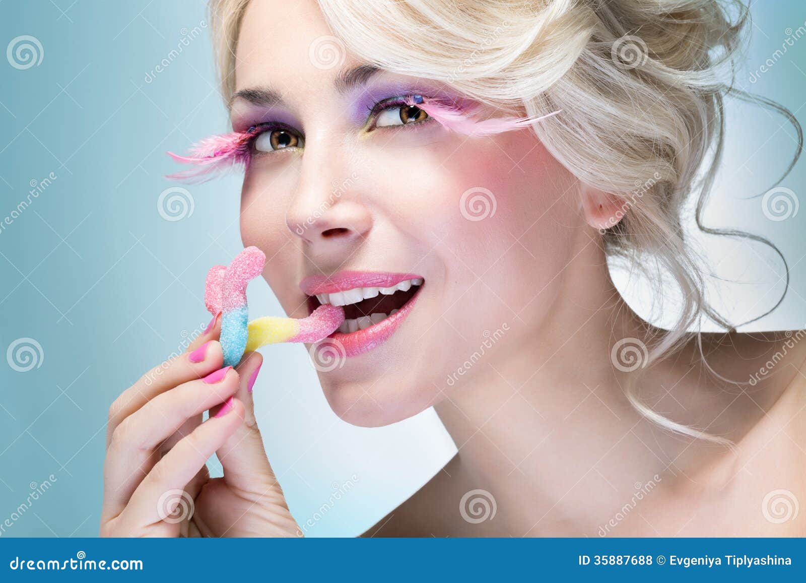 Girl Eating Candy Stock Photo Image Of Happy Jelly 35887688