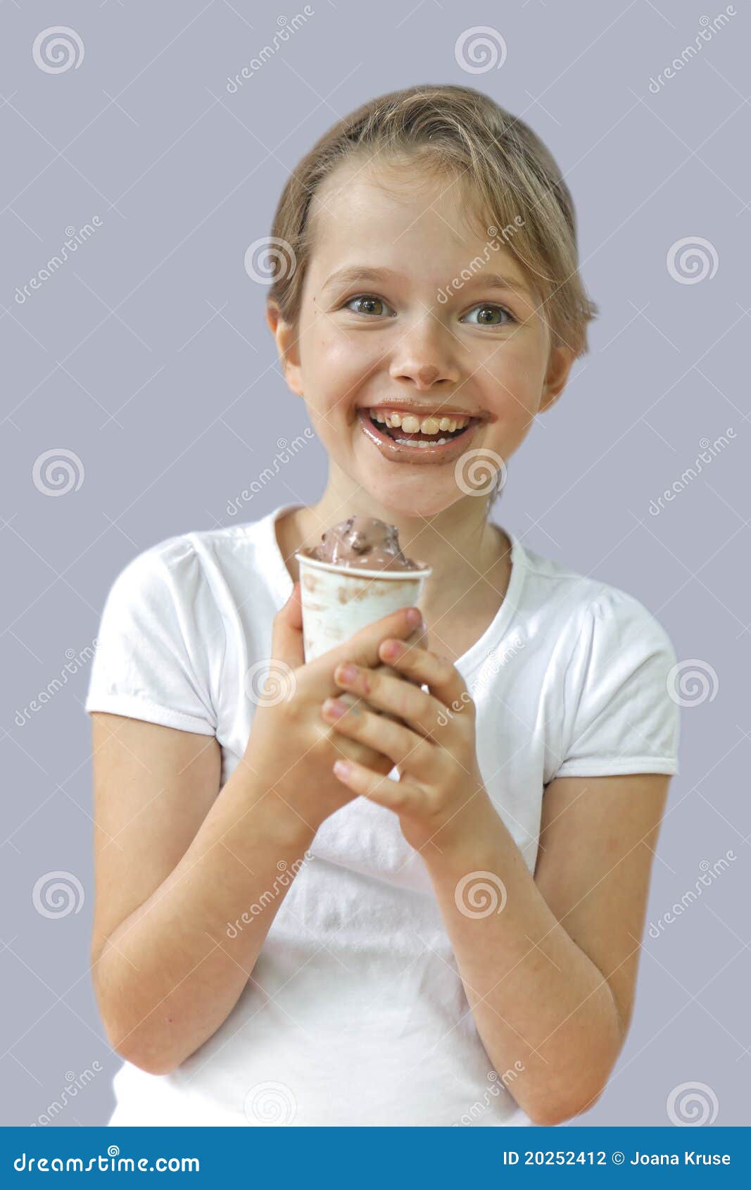 Girl Eating Chocolate Ice Cream Stock Photo Image of years, young