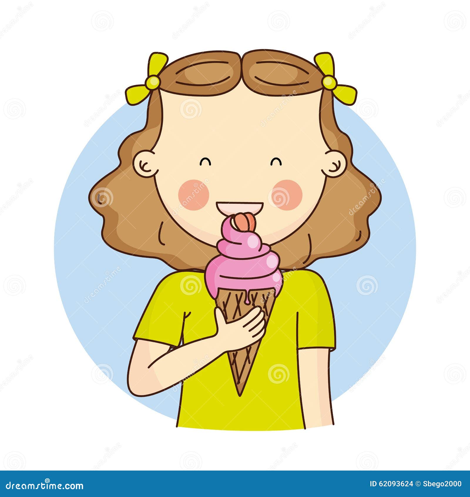 Girl eating ice cream stock vector. Illustration of dessert 62093624