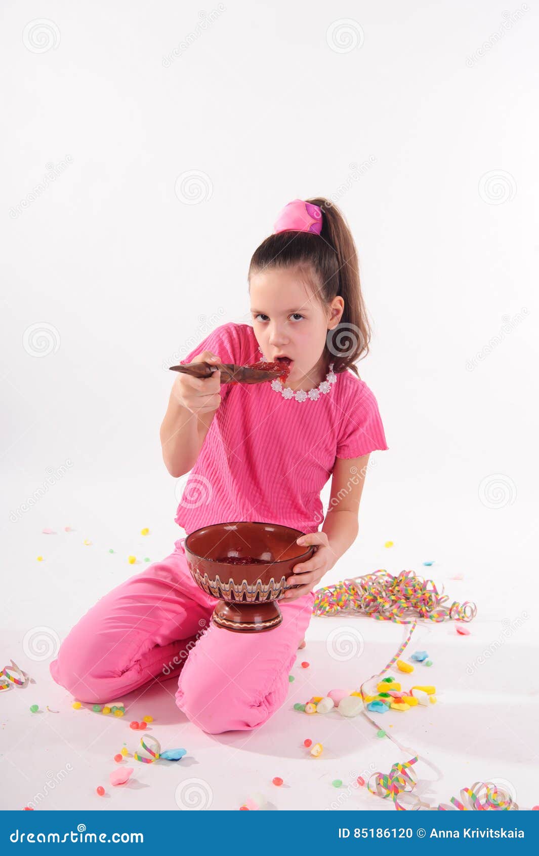 Girl eating jam stock photo. Image of good, attractiveness 85186120