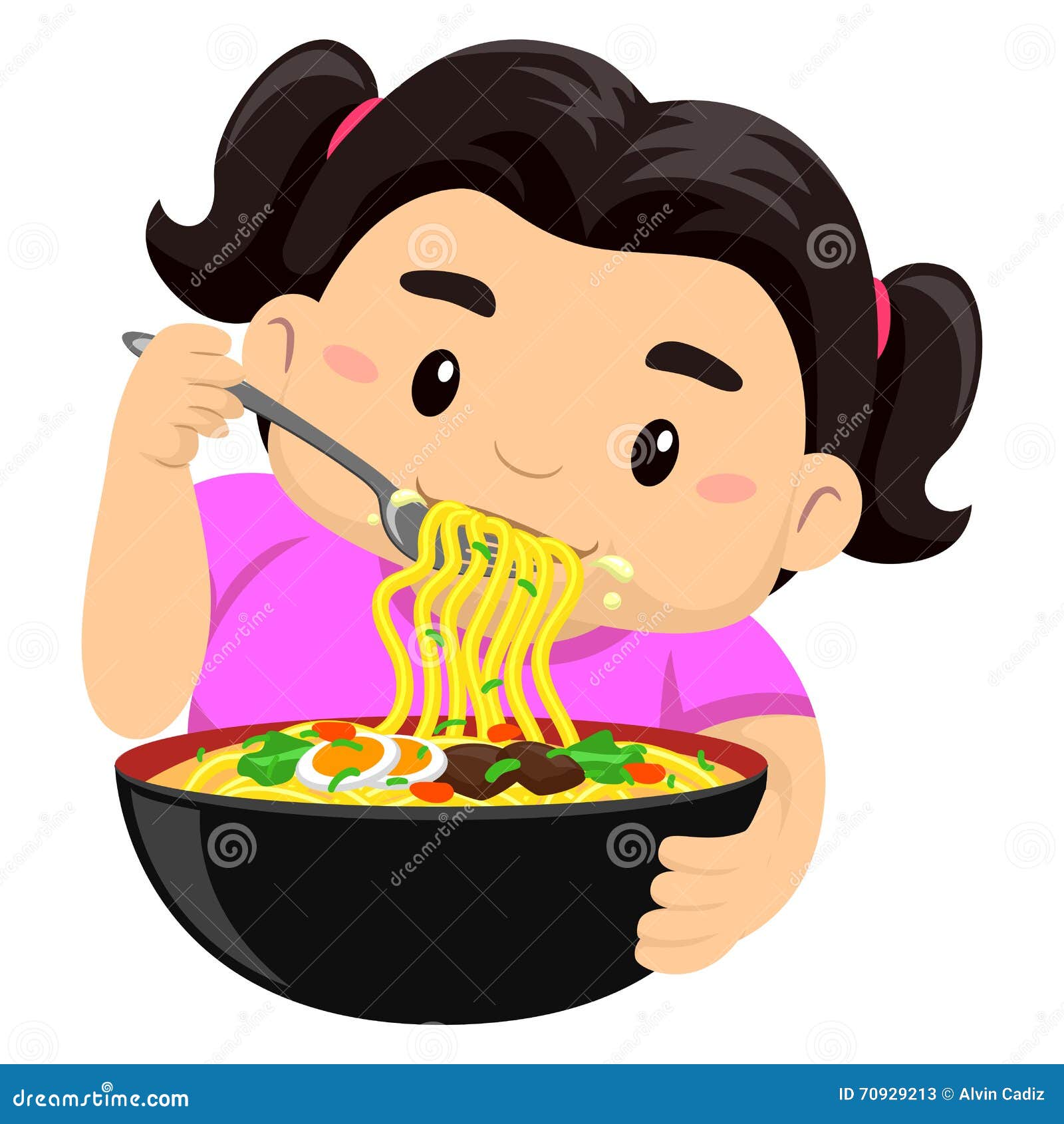 Girl Eating Noodles Using Fork Cartoon Vector CartoonDealer 70929213 girl-eating-noodles-using-fork-cartoon-vector-cartoondealer-70929213