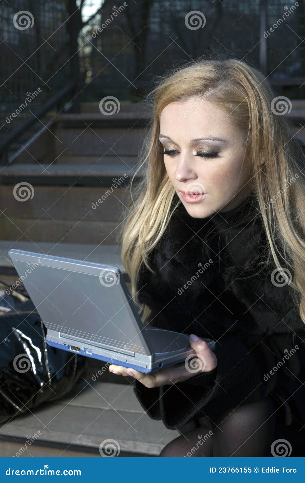 Girl with Electronic Device Stock Image Image of device, female 23766155