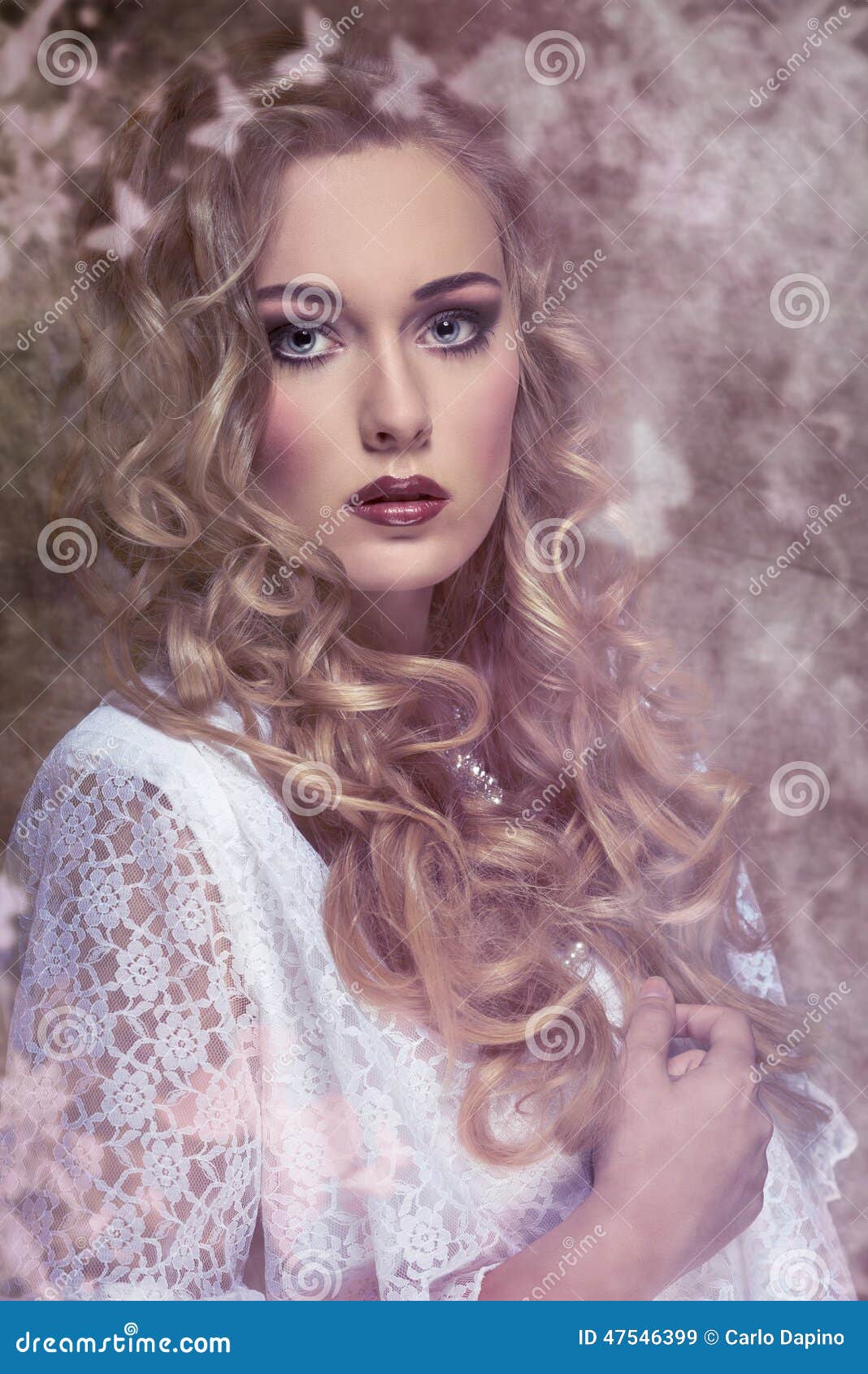 Girl With Elegant Vintage Dress Stock Image - Image: 47546399