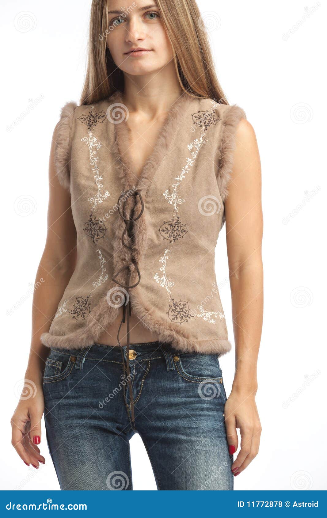 Girl in ethnic waistcoat stock photo. Image of attractive 11772878