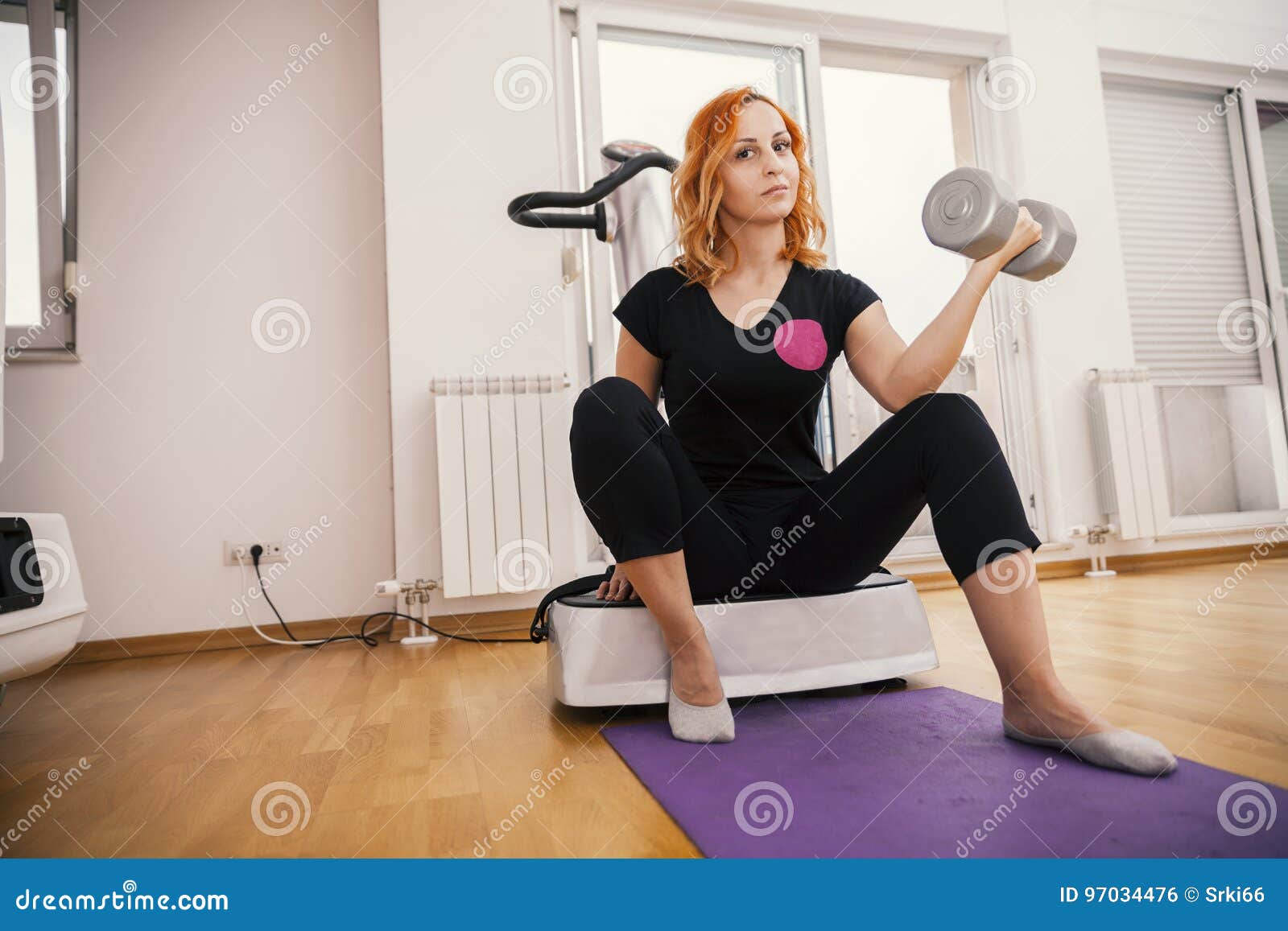 Girl exercise at the gym stock photo. Image of young 97034476