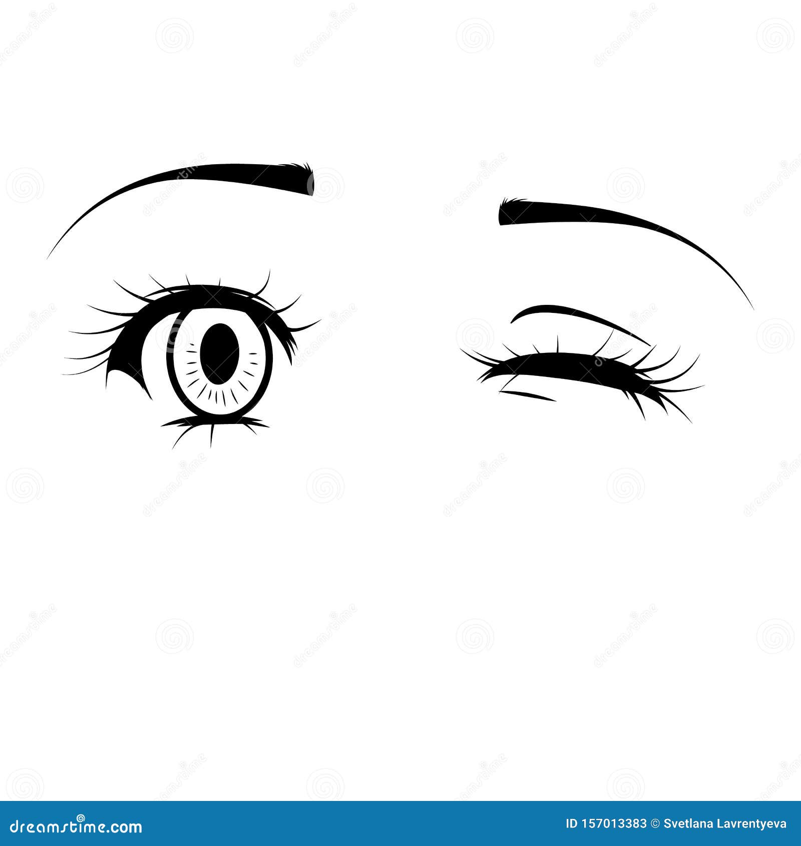 Girl Eyes, Eyes on a White Background. a Glance, a Wink Stock Vector ...