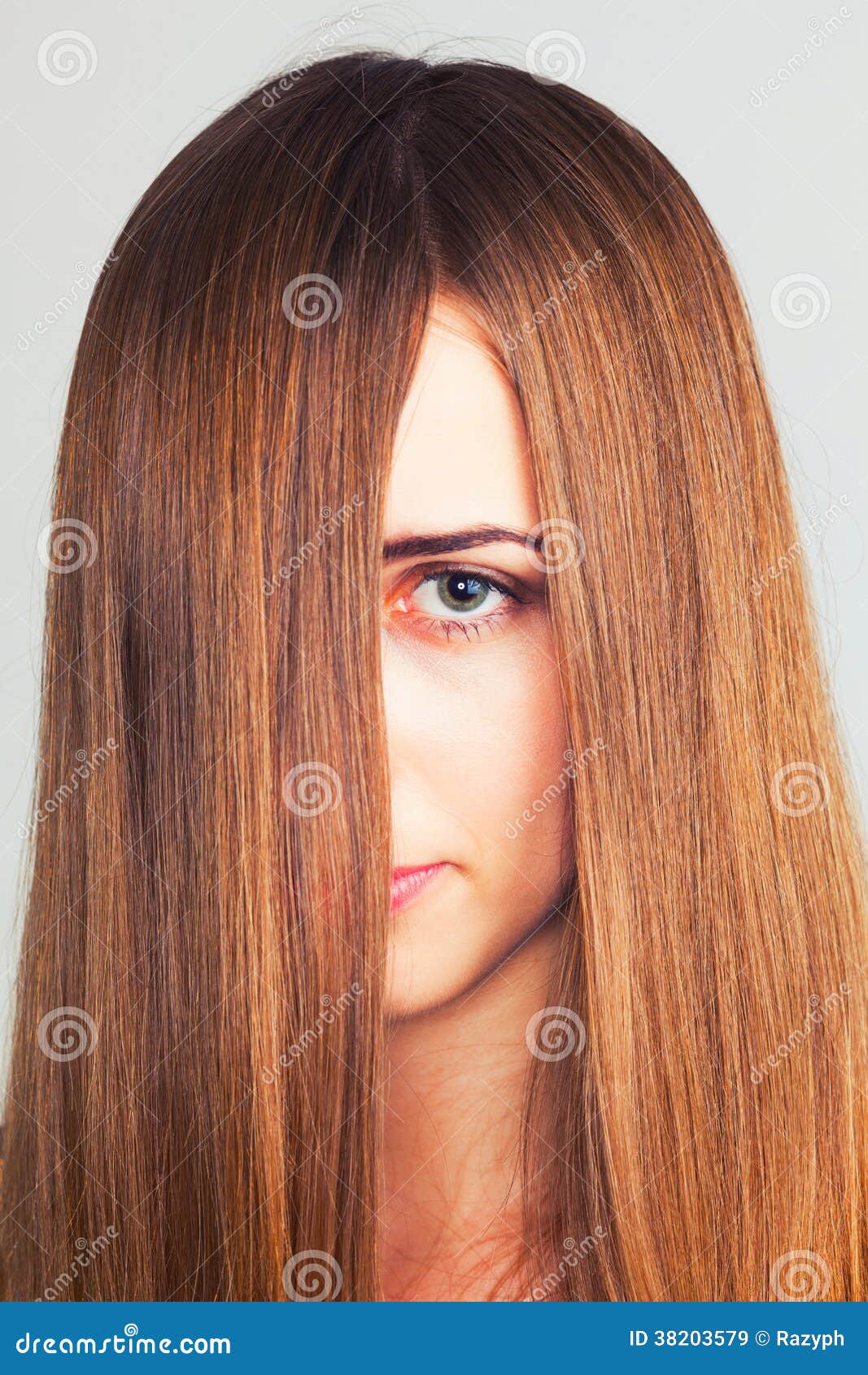 Girl with Face Covered by Long Blonde Hair Stock Image - Image of  beautiful, blonde: 38203579