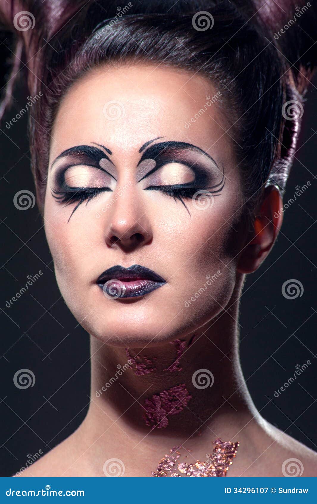 The girl with fancy makeup stock image. Image of female - 34296107