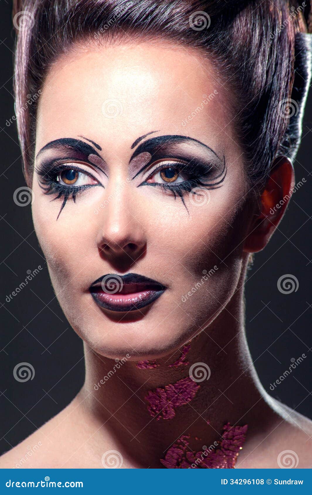 The girl with fancy makeup stock photo. Image of beauty - 34296108