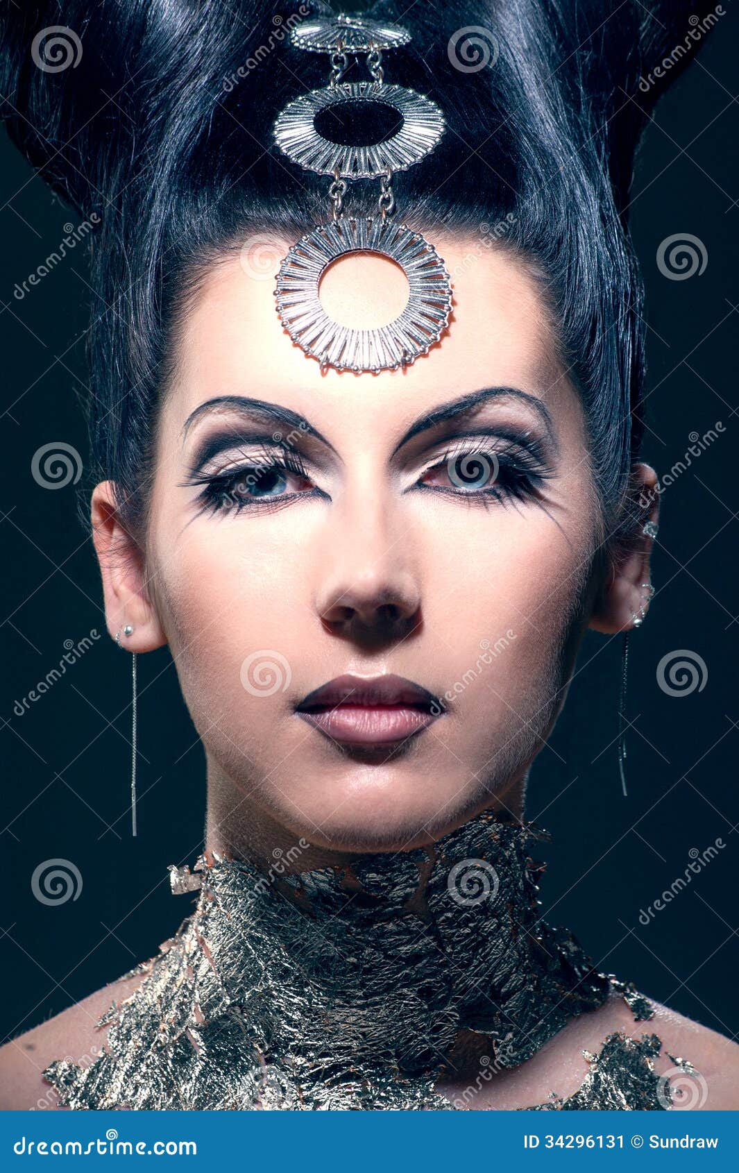 The girl with fancy makeup stock image. Image of model - 34296131