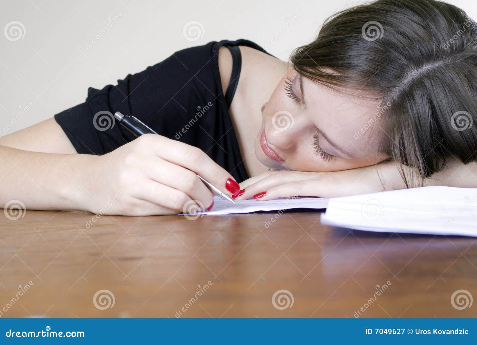 Girl Fell Asleep On Office Desk Stock Image Image Of Attractive