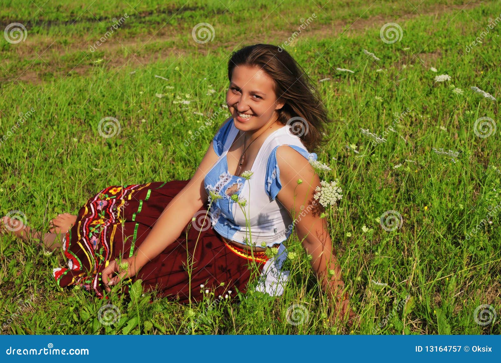 Girl in field stock image. Image of meadow, adult, leisure - 13164757