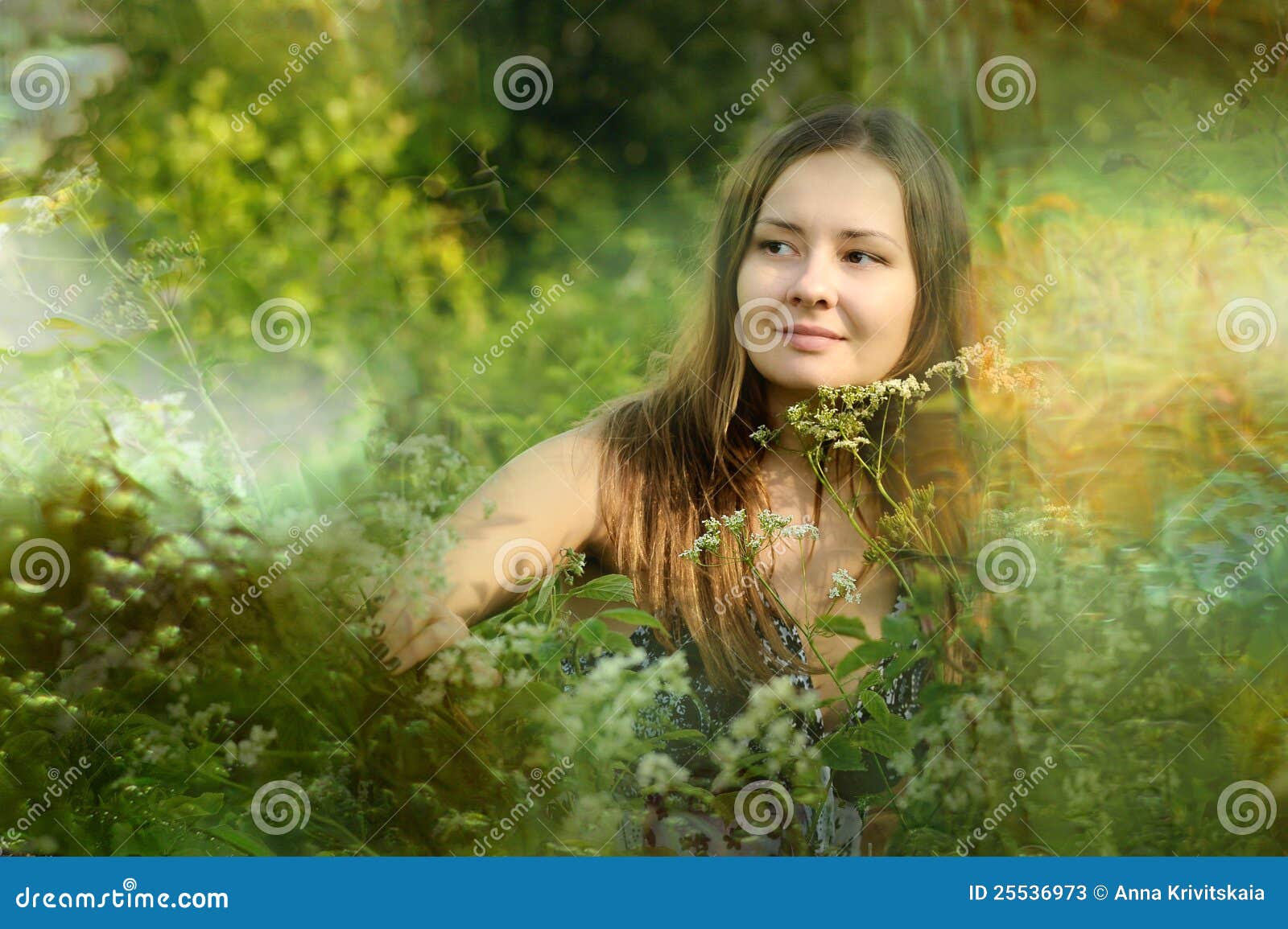 Girl In A Field Of Tall Grasses Stock Image Image Of Female Action