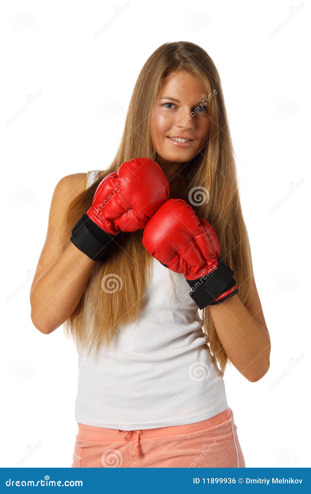 Girl in fighting gloves stock photo. Image of background - 11899936