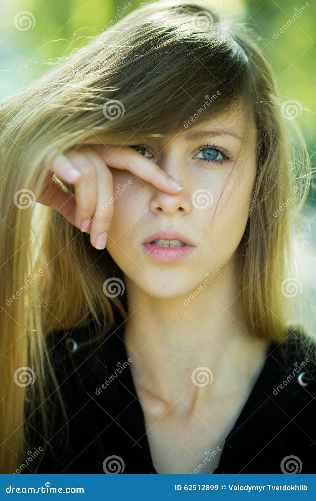 Girl with finger on nose stock image. Image of falling - 62512899
