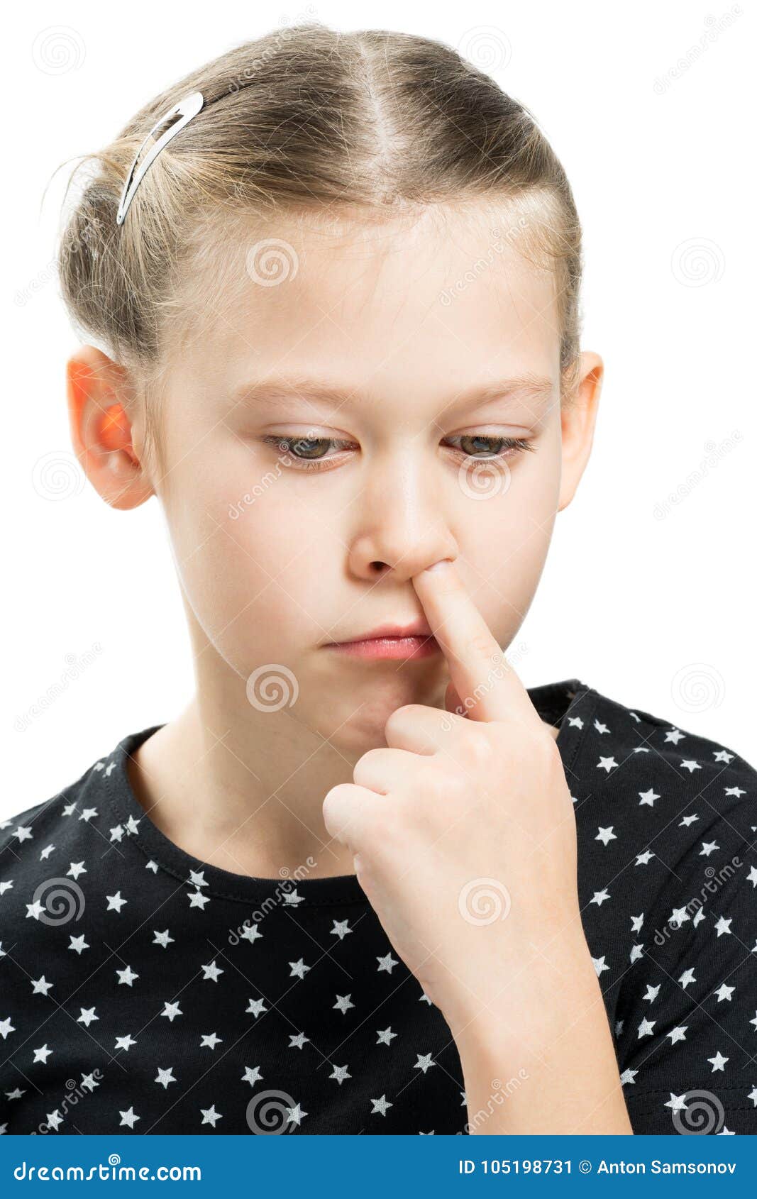 Girl finger in nose stock image. Image of face, nose - 105198731