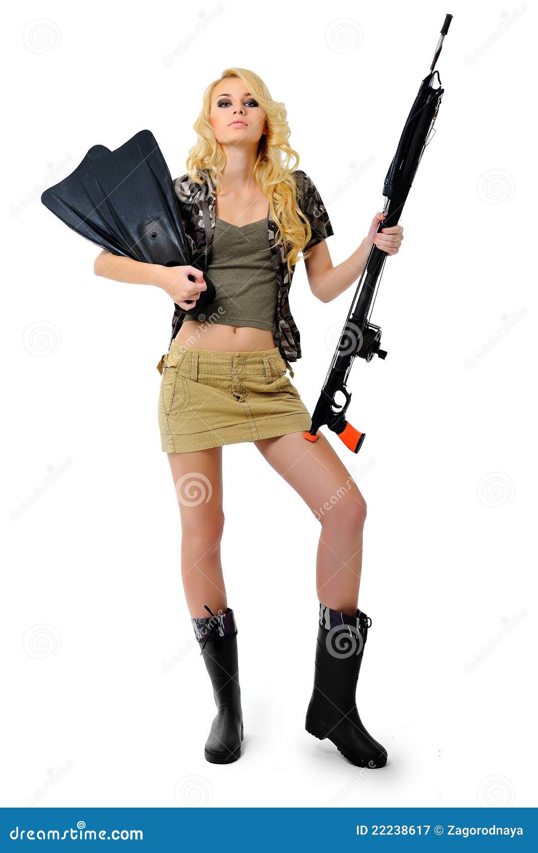 Girl in a fishing outfit stock image. Image of woman - 22238617