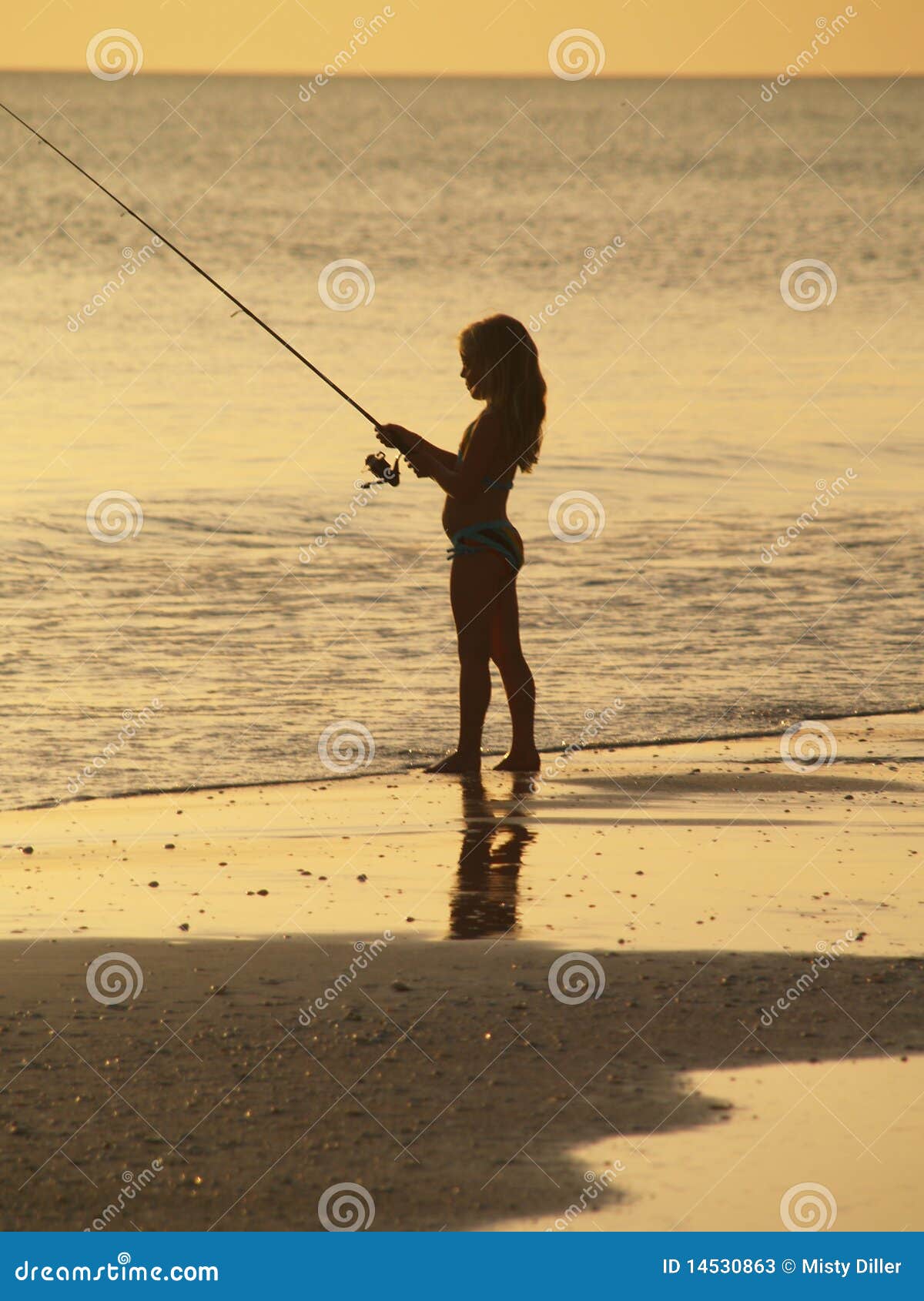 632 Girl Fishing Sunset Beach Stock Photos - Free & Royalty-Free