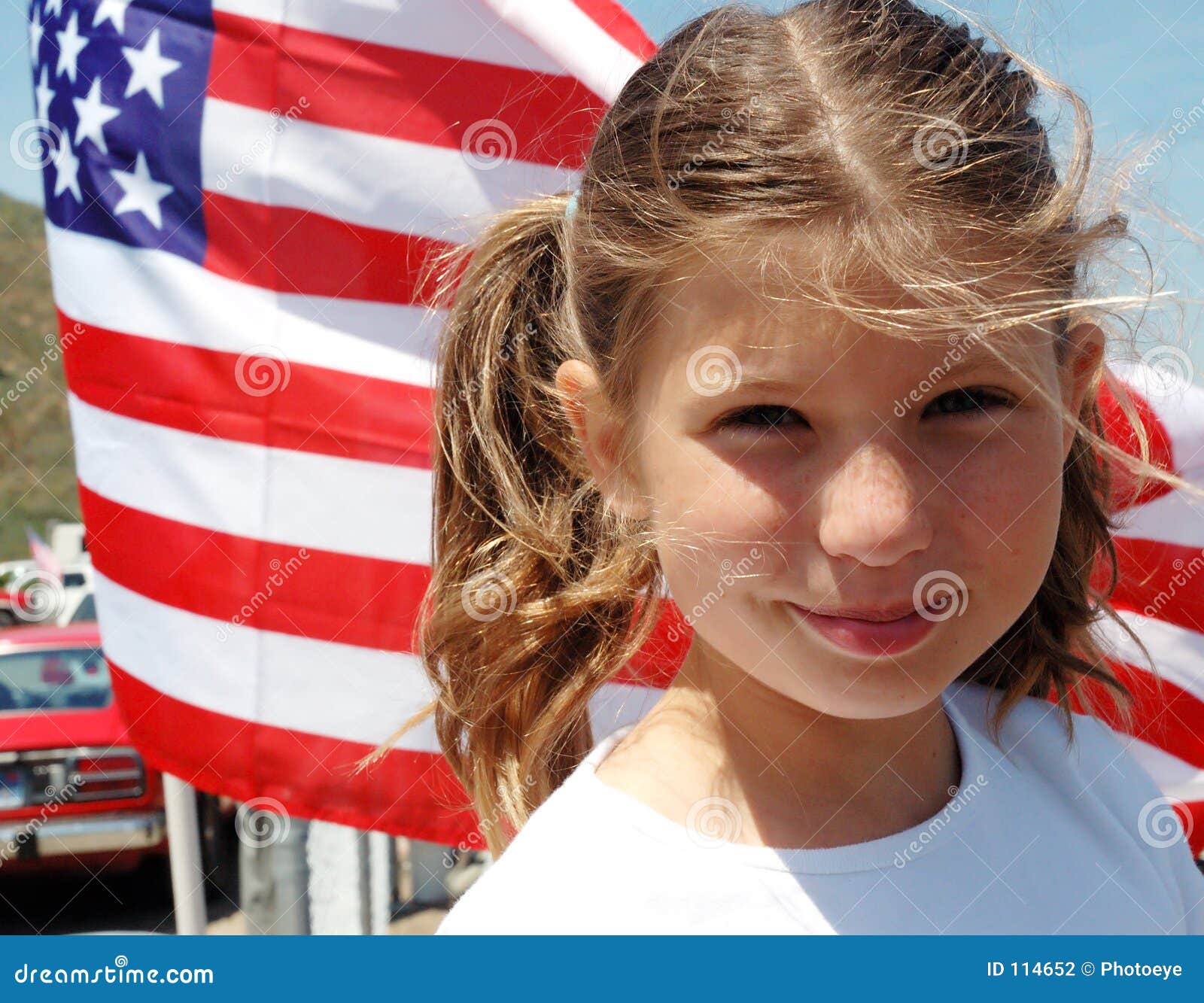 Girl and flag stock photo. Image of happy, flag, healthy 114652