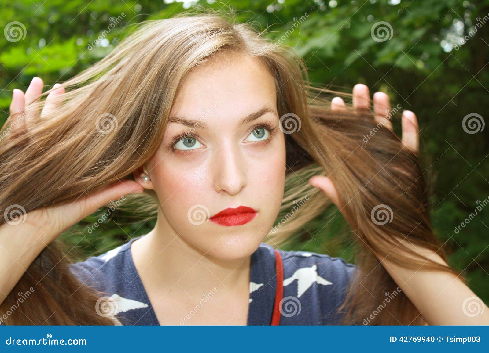 Girl flipping her hair stock photo. Image of face, close - 42769940