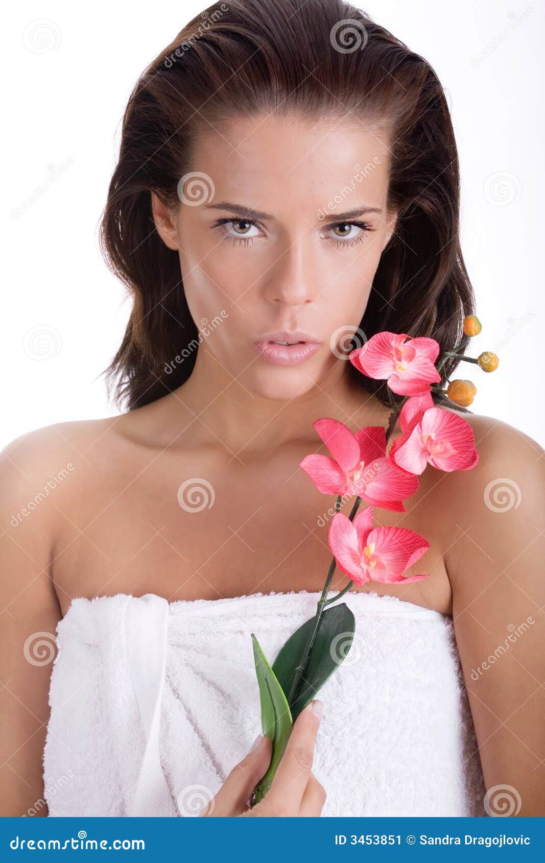 Girl and the flower stock image. Image of healthy, flower 3453851