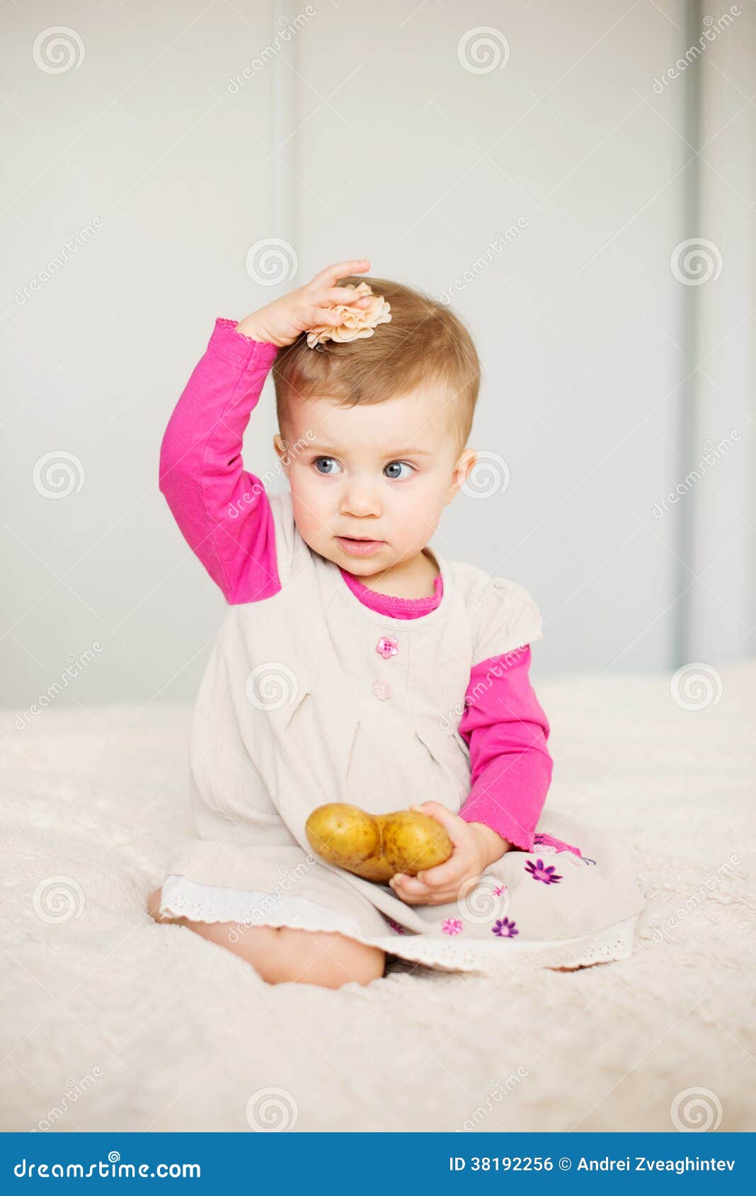 Girl with Flower on Head stock photo. Image of expressing 38192256
