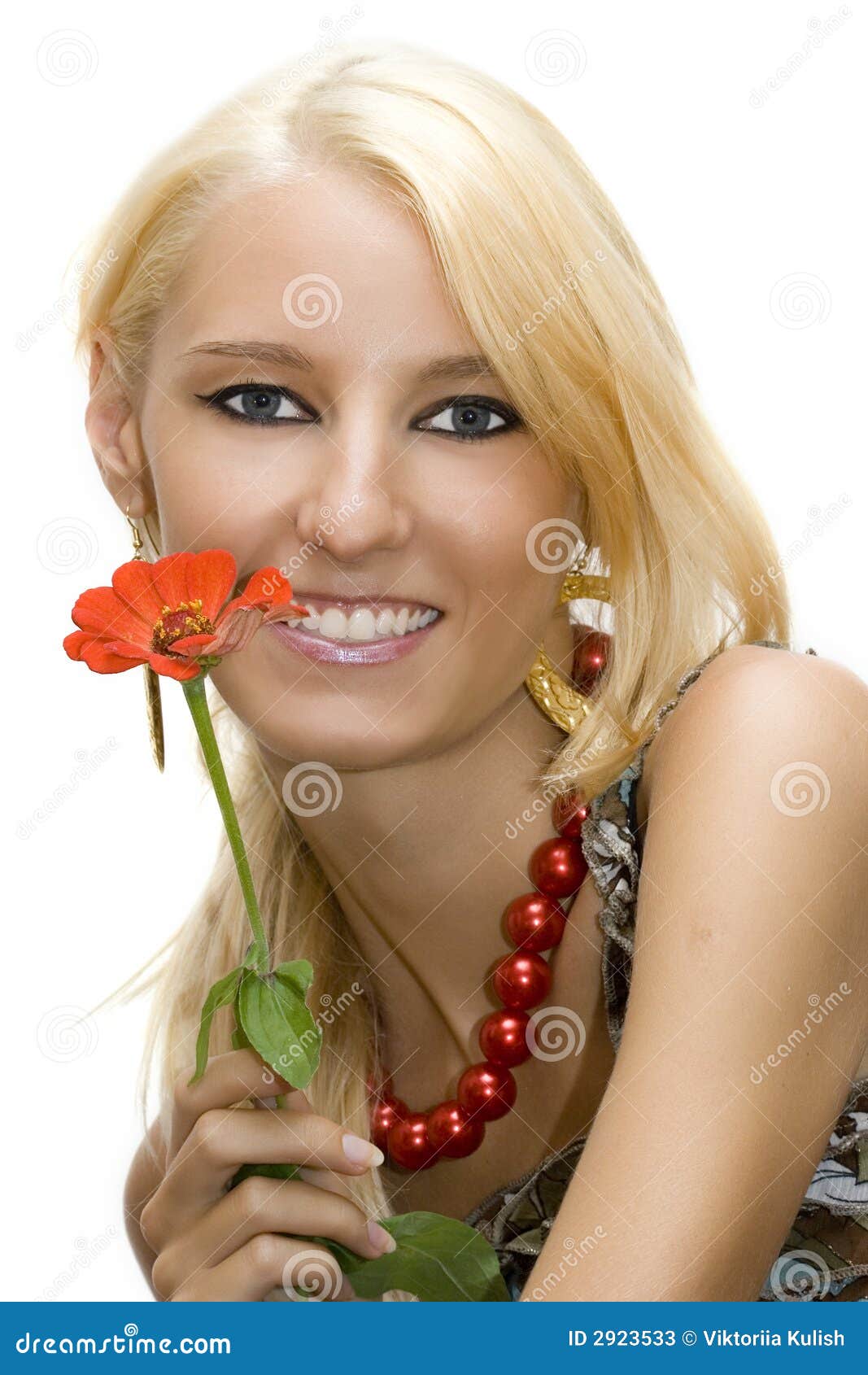 Girl with flower isolated stock image. Image of beautiful 2923533