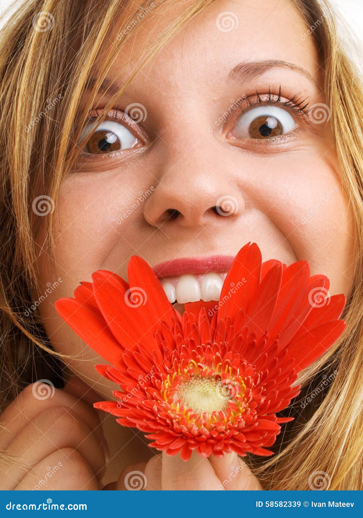 Girl with flower stock image. Image of 1000006043, head 58582339