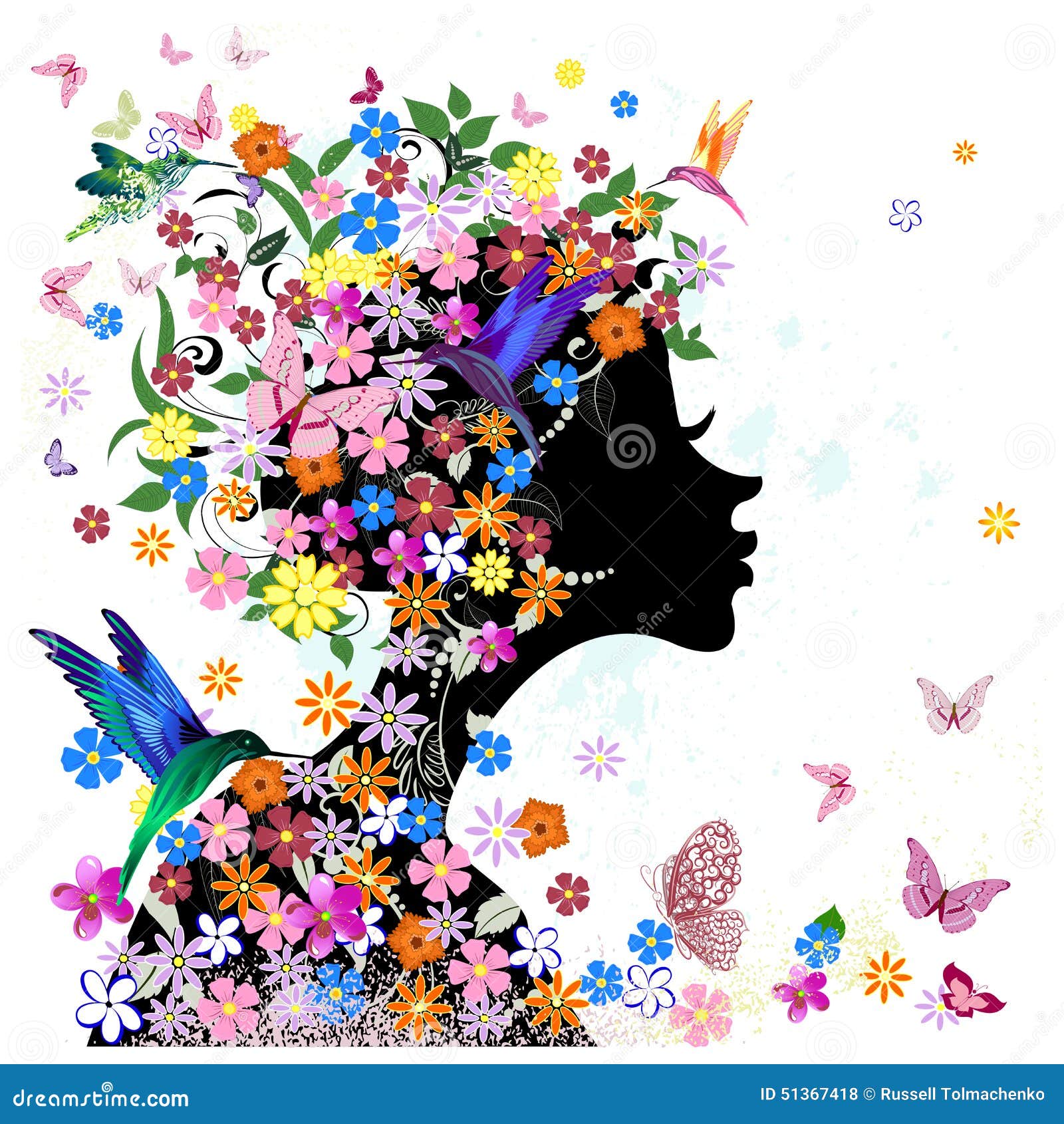 Girl flower vector stock vector. Illustration of beauty 51367418