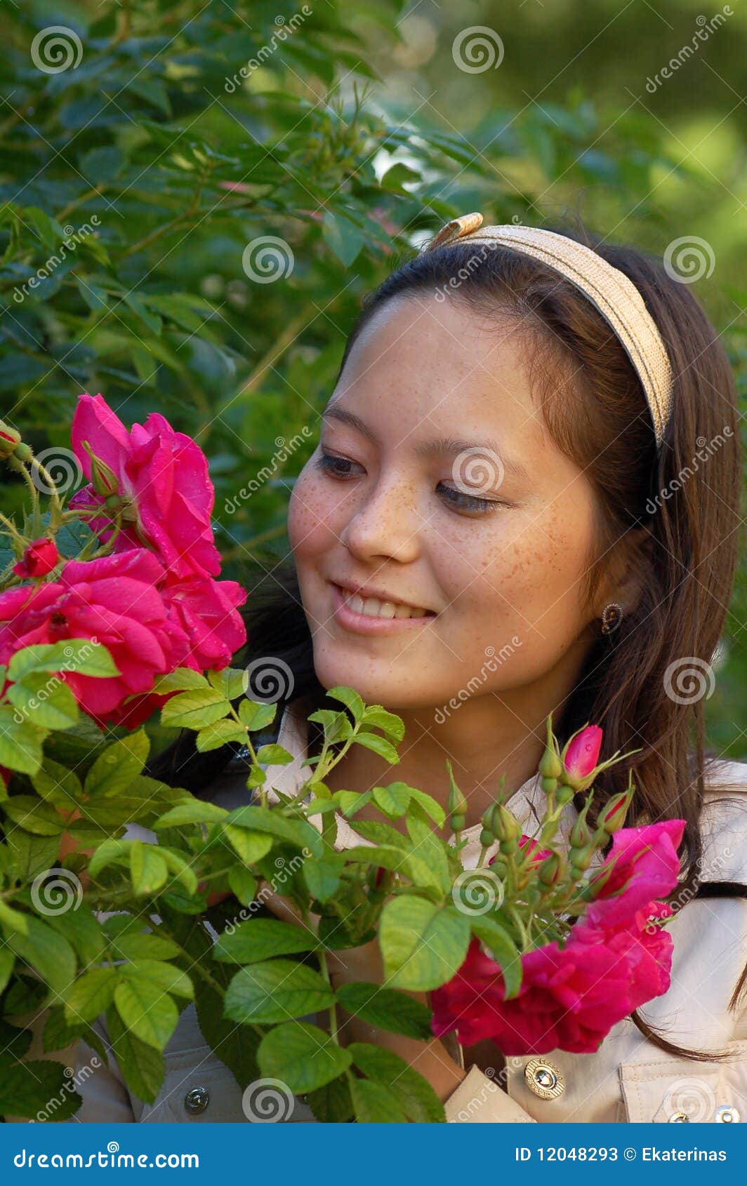 Girl among flowers stock image. Image of nature, eyelid 12048293
