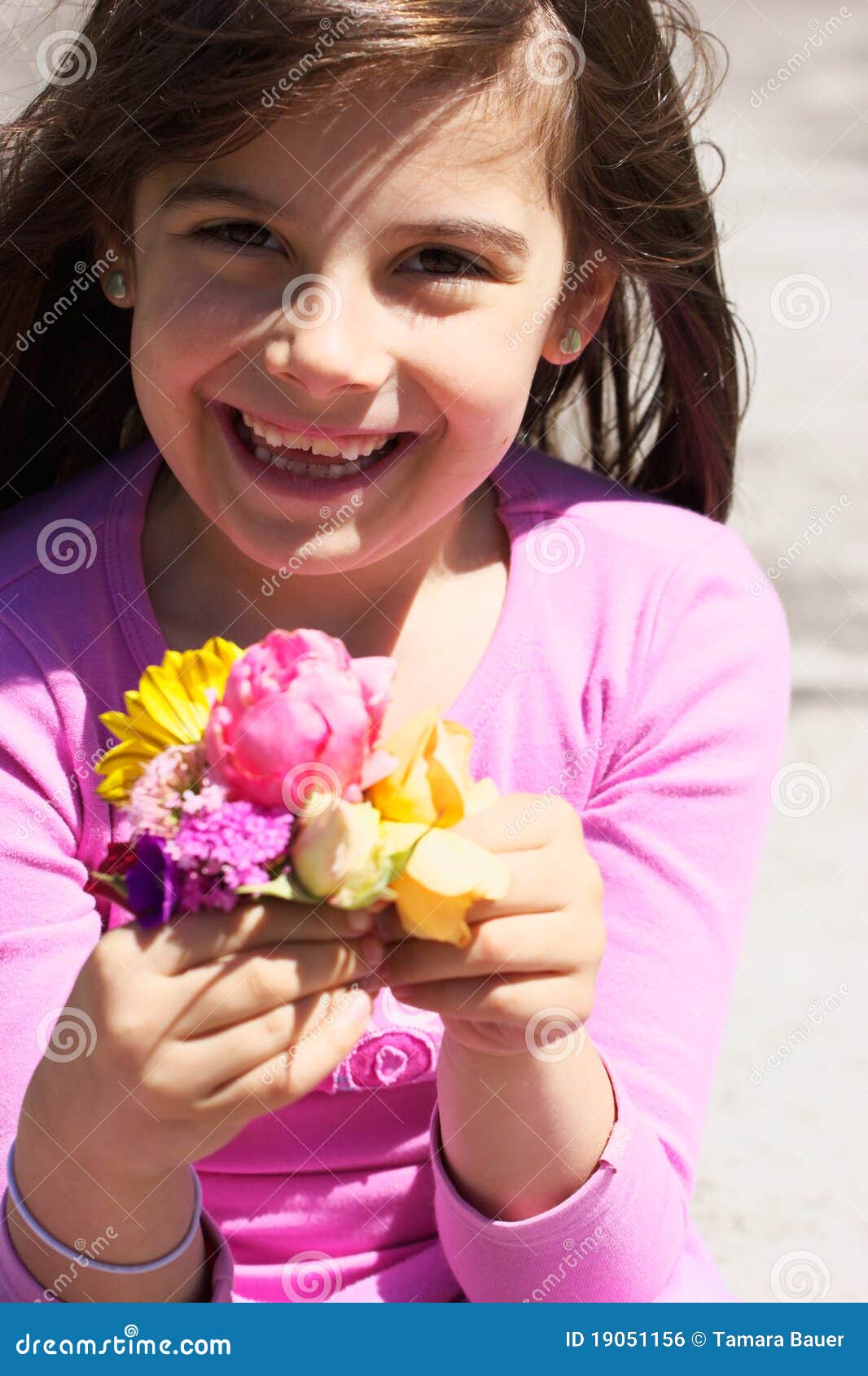 Girl with flowers stock photo. Image of outside, color 19051156