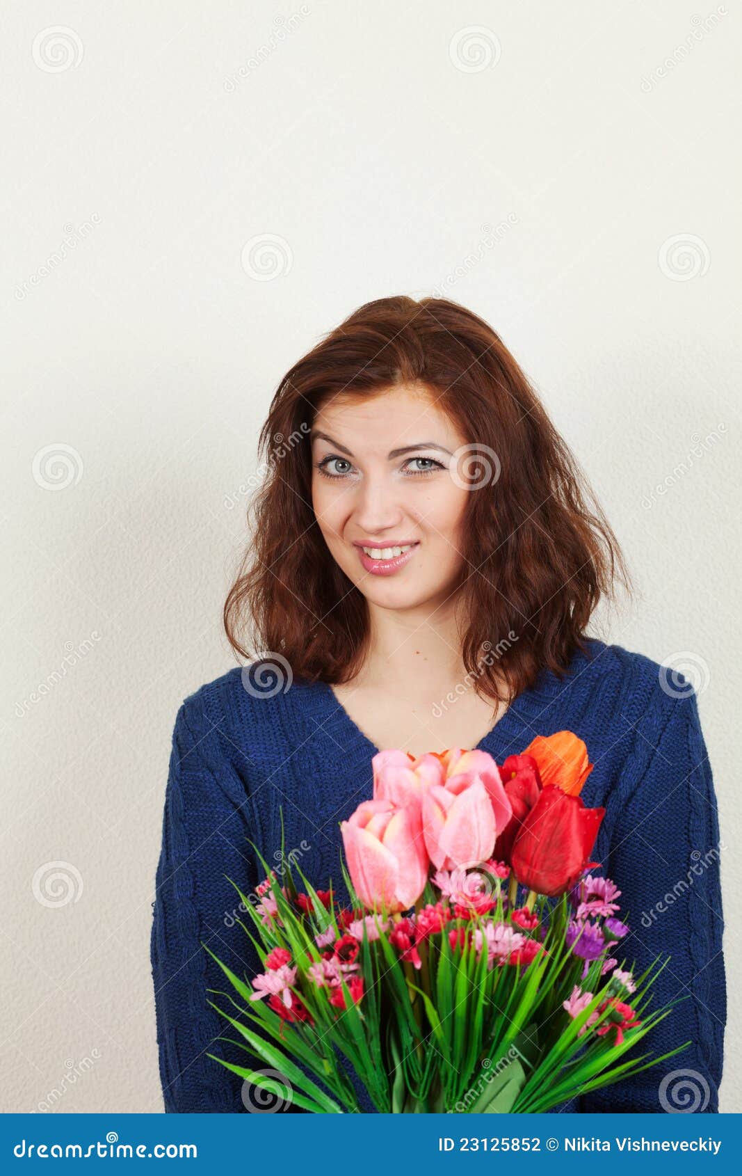 Girl with flowers stock photo. Image of length, expression 23125852