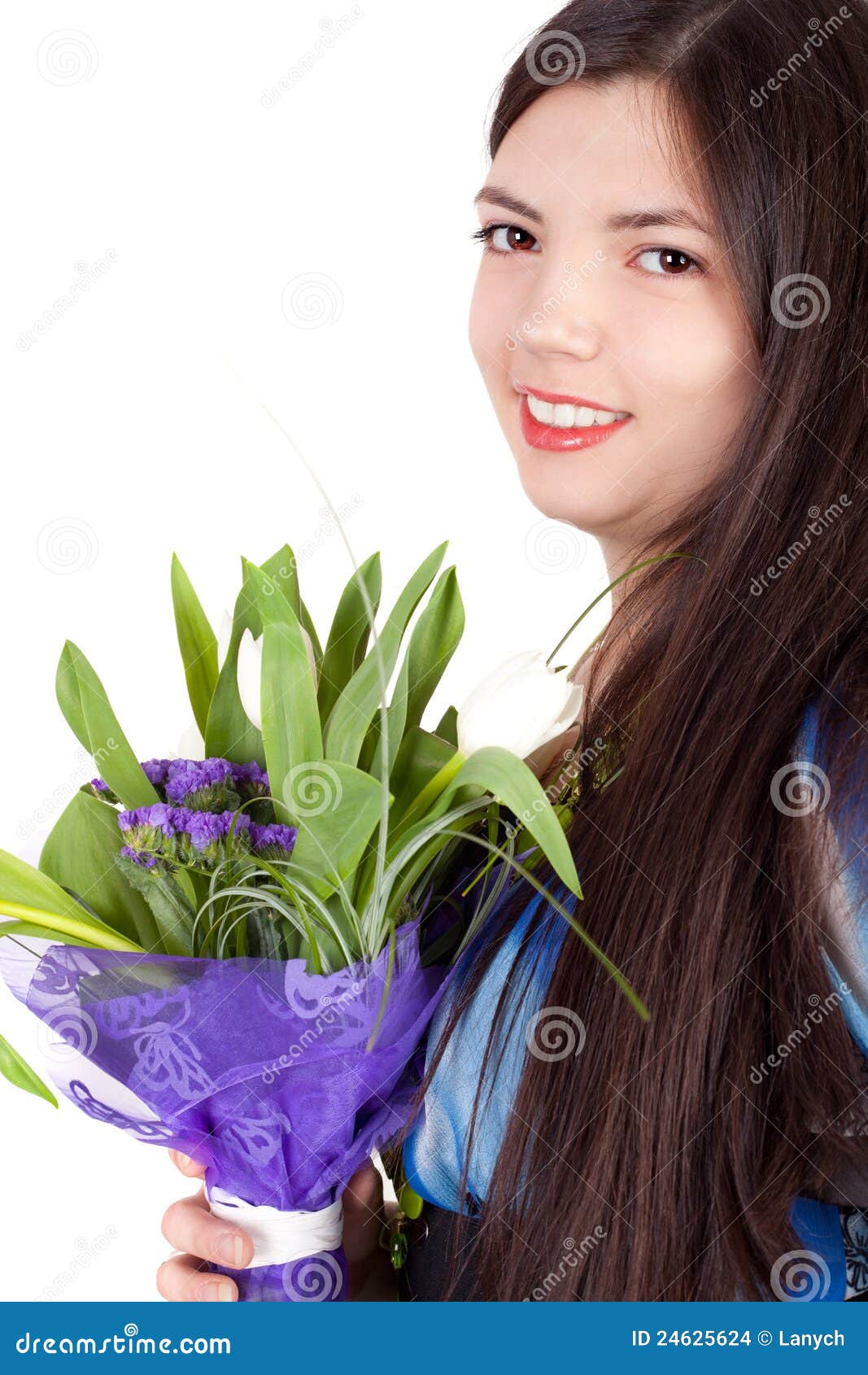 Girl and flowers stock photo. Image of festive, bouquet 24625624