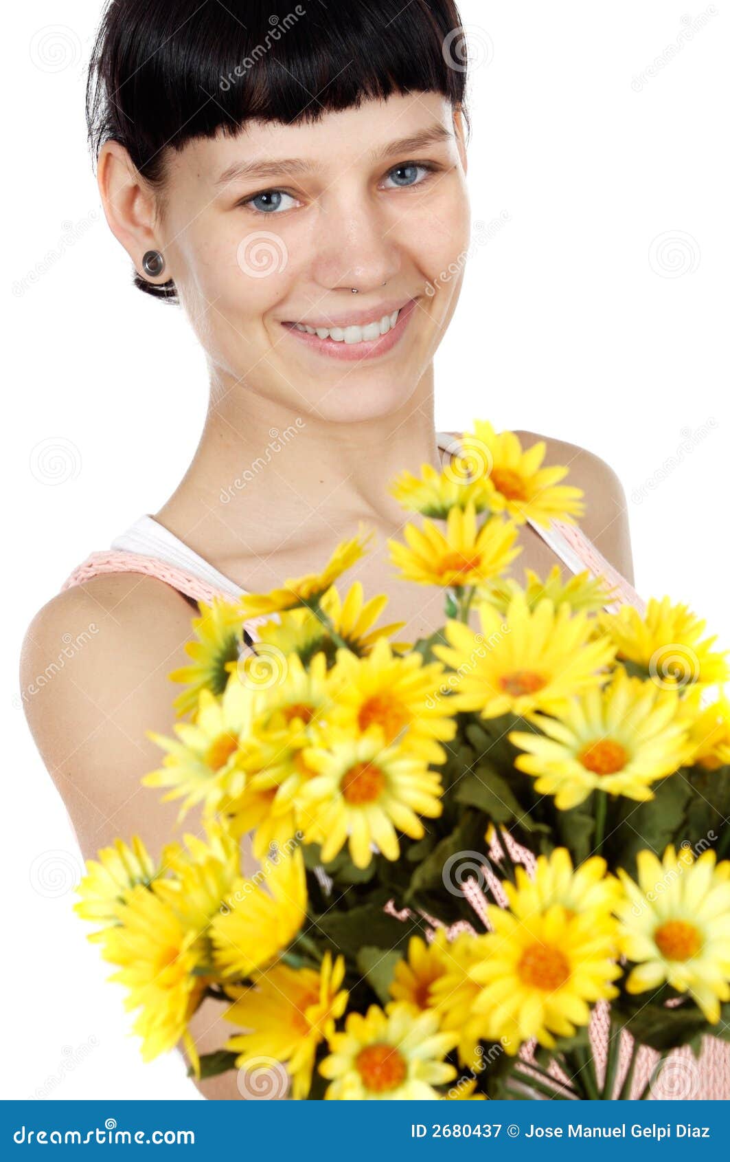Girl with flowers stock image. Image of nature, love, attractive 2680437