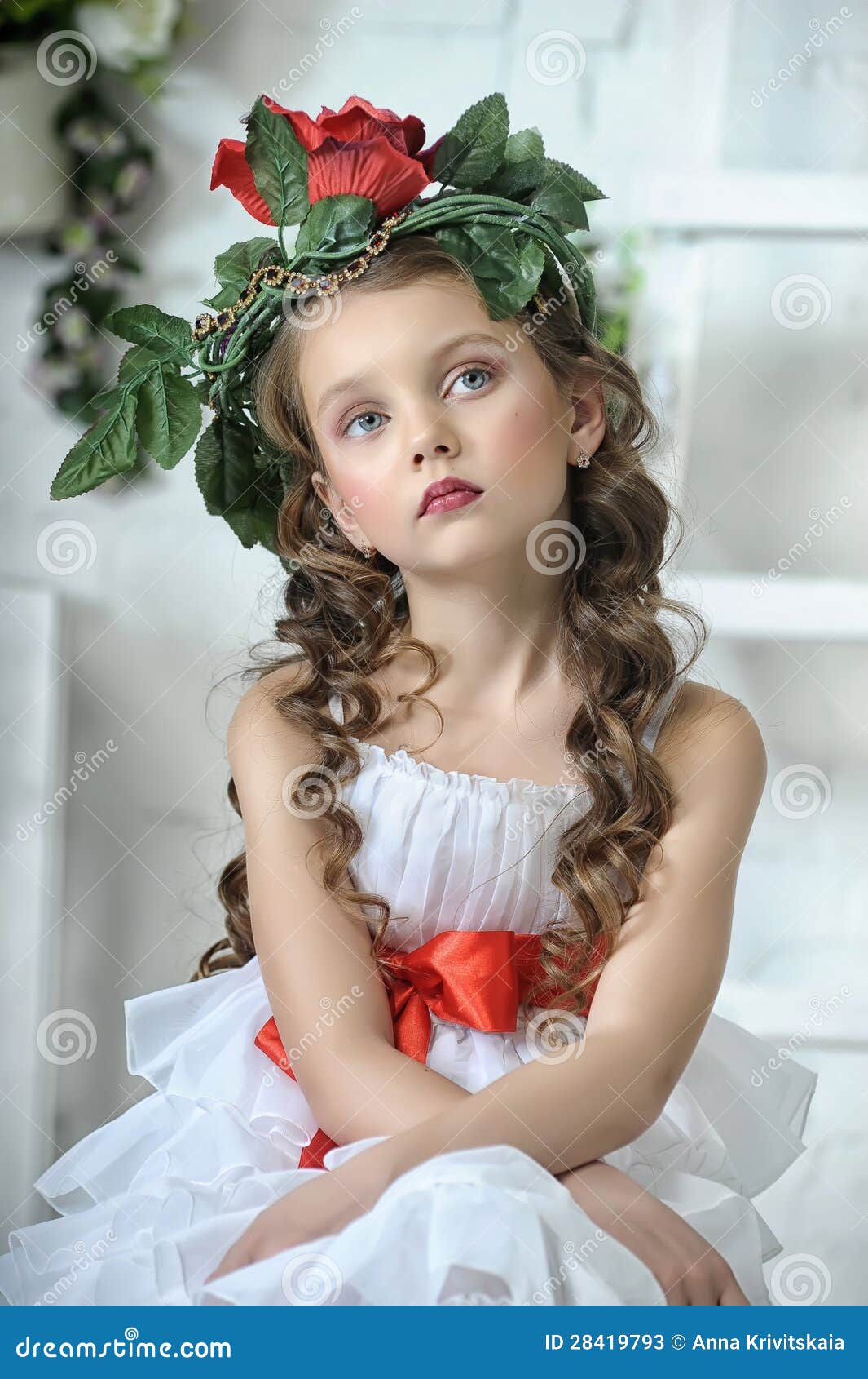 Girl with flowers stock image. Image of eyes, blossom - 28419793