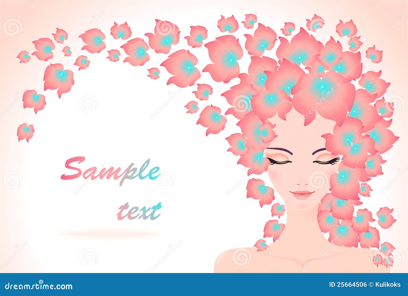 Girl with flowers hair stock vector. Illustration of concept - 25664506