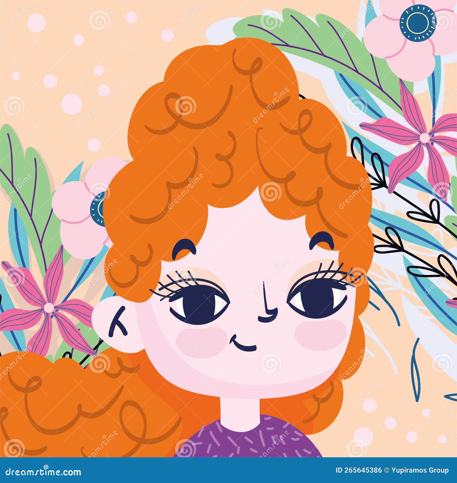 Girl flowers leaf stock vector. Illustration of flora 265645386