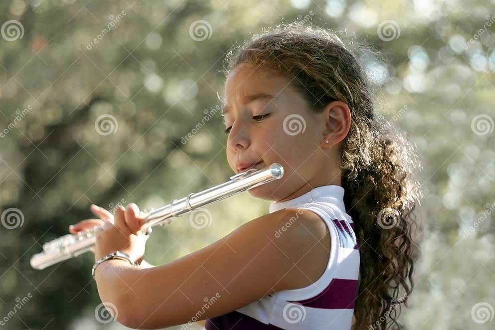 Girl with a flute stock image. Image of flute, female, harmony 232823