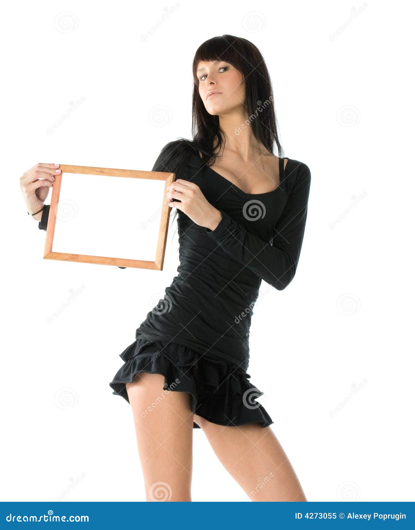 Girl with frame stock image. Image of frame, girl, attractive 4273055