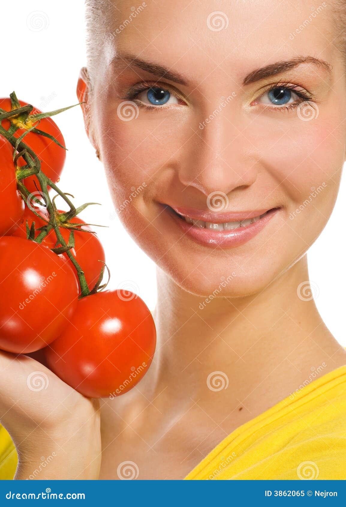 Girl with fresh tomatoes stock image. Image of food, health 3862065