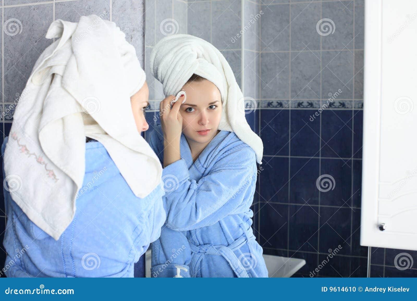 Girl in front of a mirror stock photo. Image of copyspace 9614610