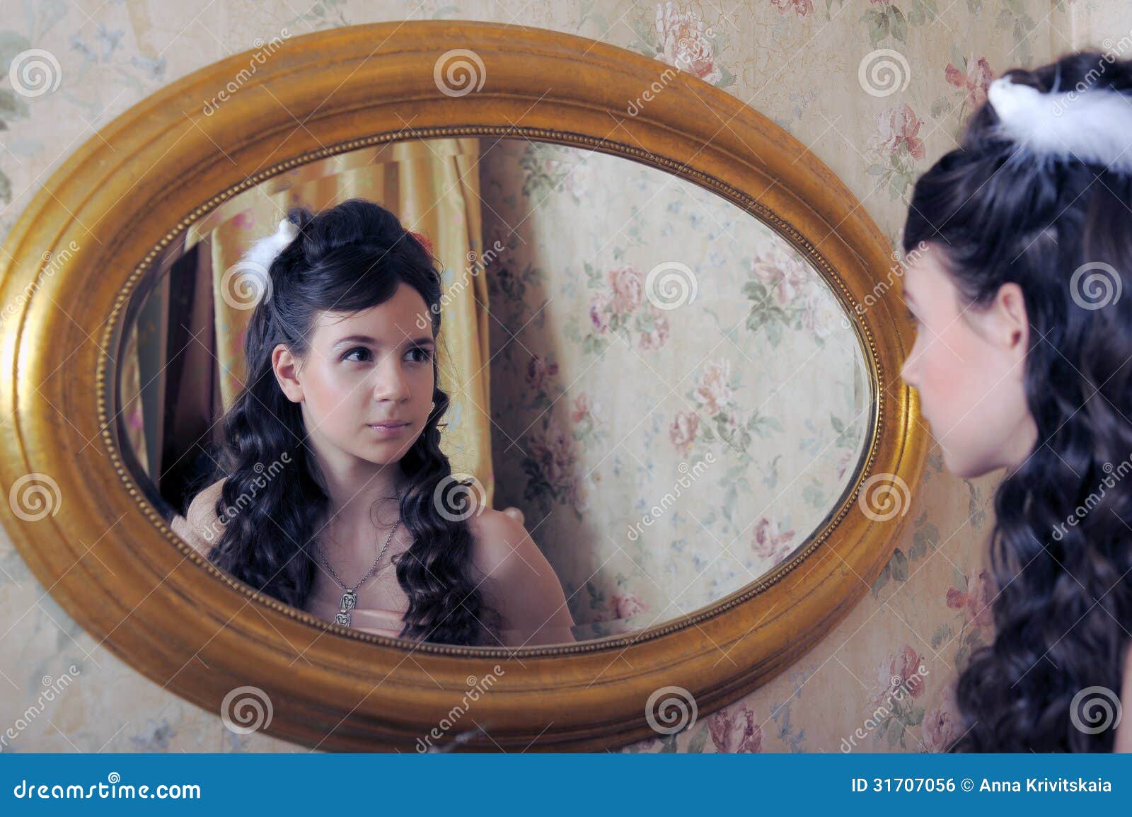 Girl in front of mirror stock photo. Image of lifestyle 31707056