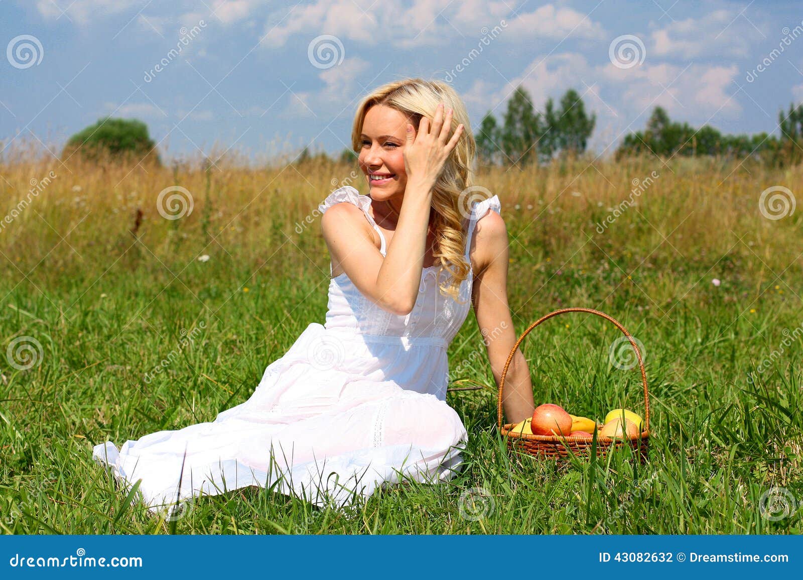 Girl with fruit stock photo. Image of background, sunny 43082632