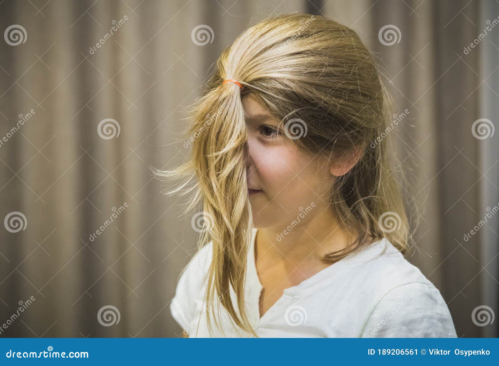 Girl for Fun Tied Her Hair in the Tail in Front on Her Face Stock Image -  Image of mask, smile: 189206561