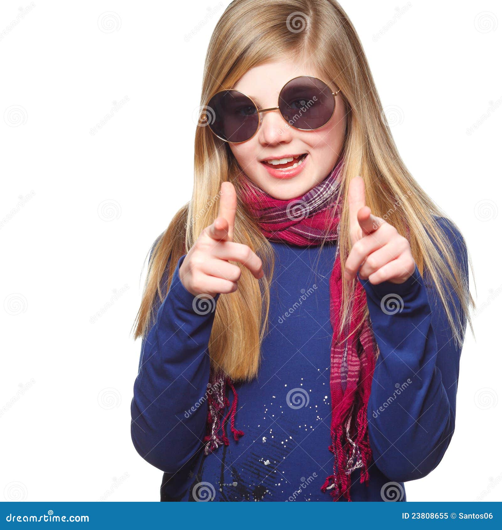 Girl with Funny Glasses Pointing at You Stock Image Image of female