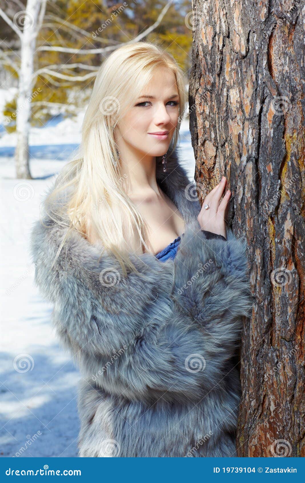 Girl in fur outdoors stock photo. Image of hair, look 19739104