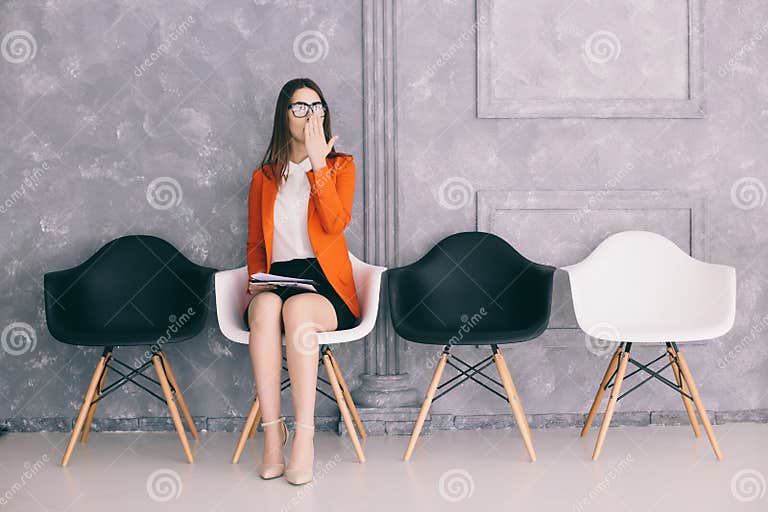 Girl Gape of Waiting for Job Interview Stock Image - Image of empty ...